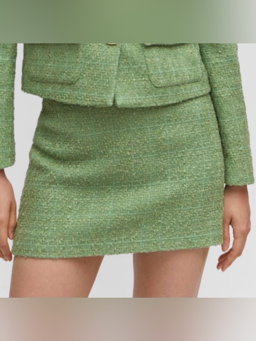 MNG  *NWT* Green Mini Tweed Skirt